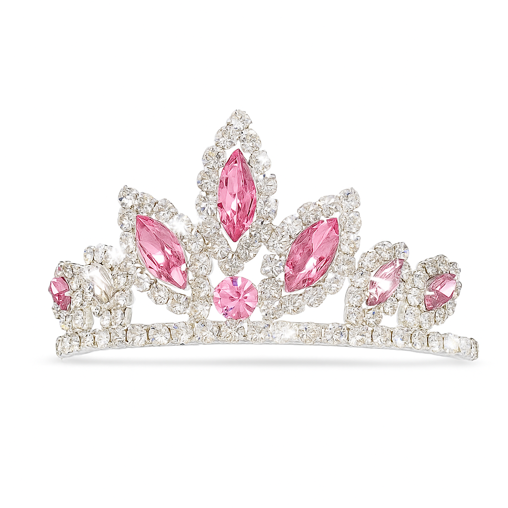 2803Pk Pink Rhinestone Tiara