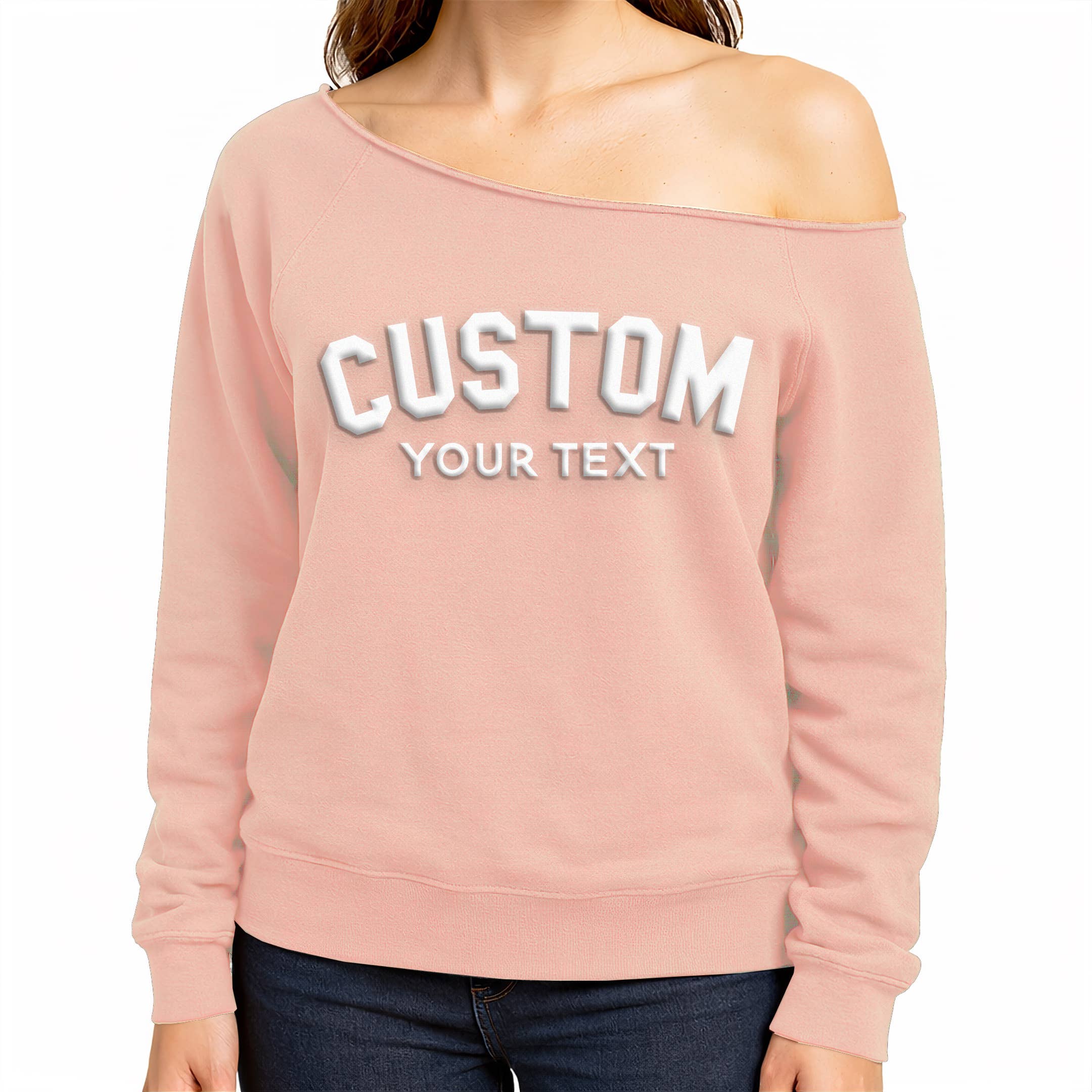 CUSTOM Puff Print Lightweight Off Shoulder Sweatshirt
