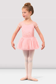 Bloch Cap Sleeve Flower Vine Cross Back Tank Dress w/ Leotard