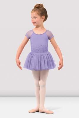 Bloch Cap Sleeve Flower Vine Cross Back Tank Dress w/ Leotard
