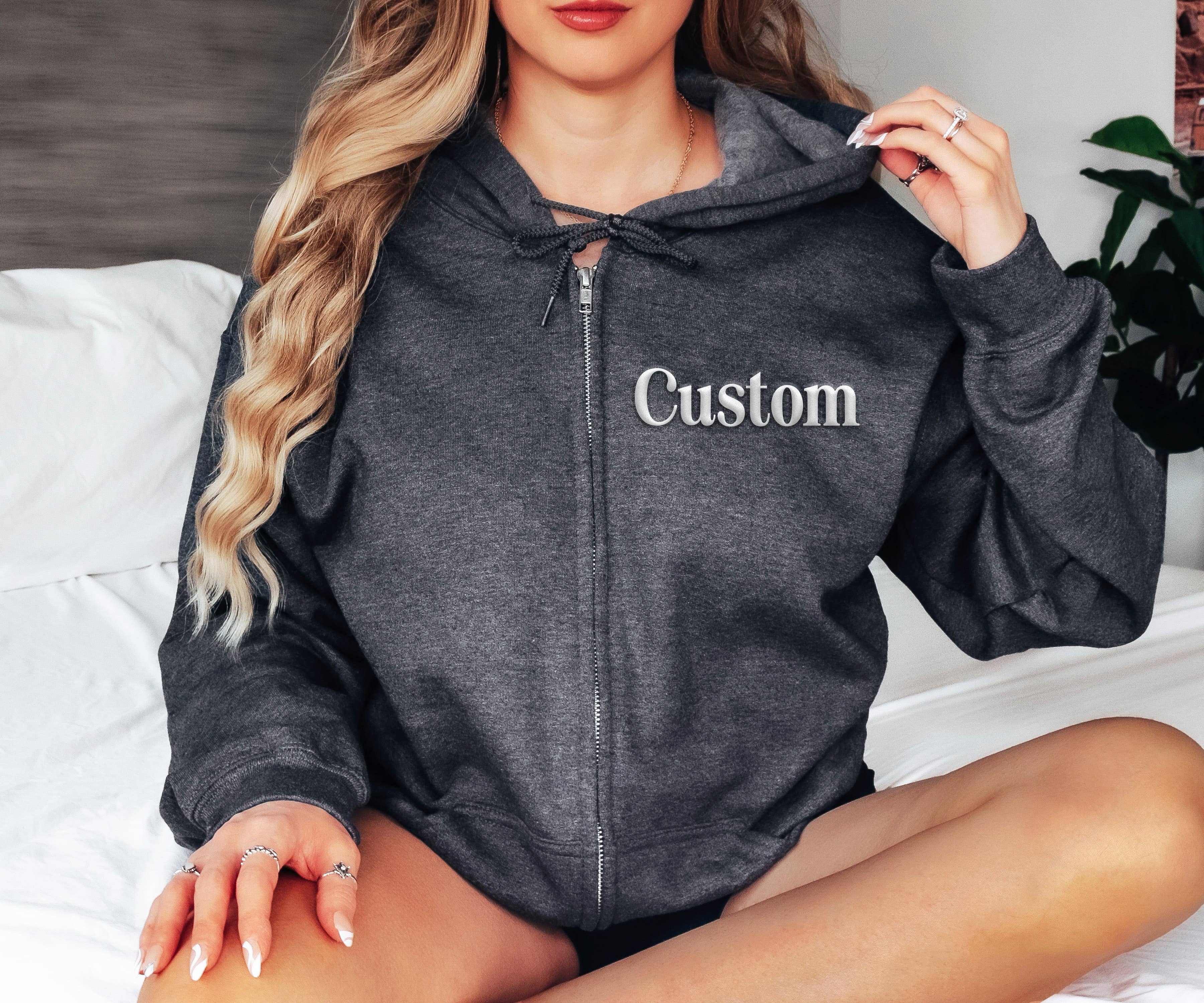 CUSTOM Small Business PUFF Print Unisex  ZIPPER HOODIE