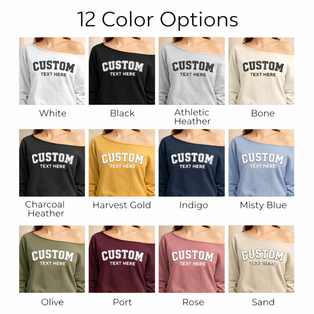 CUSTOM Puff Print Lightweight Off Shoulder Sweatshirt