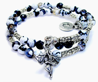 Ballerina Fairy Agate Stone & Crystal Beaded Bracelet