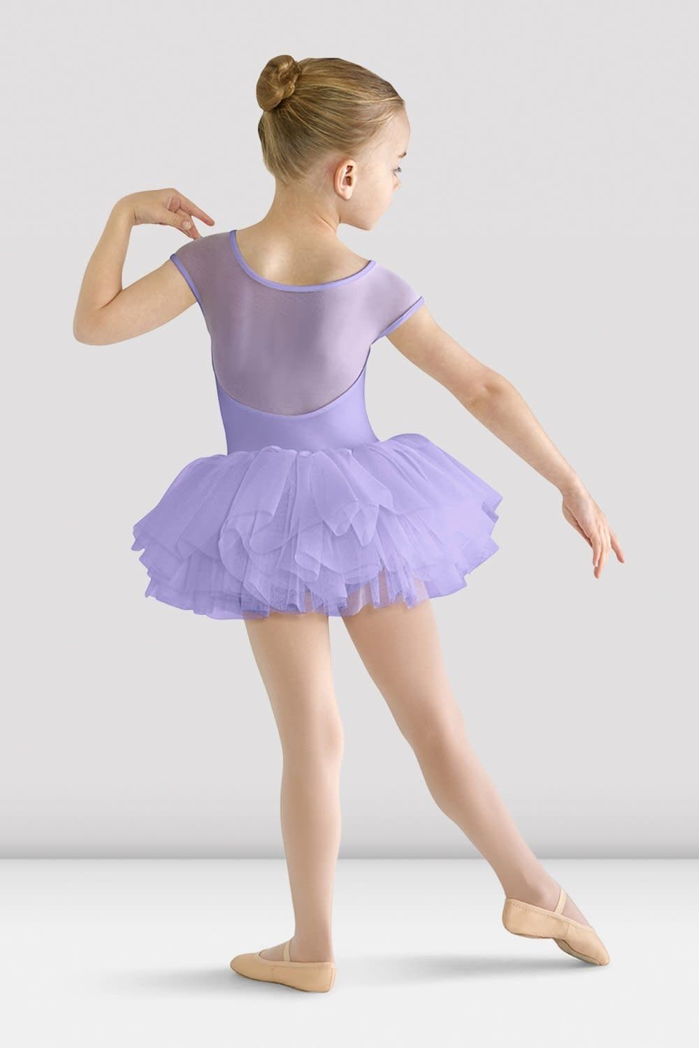 Girls Hanami Cap Sleeve Mesh Tutu Leotard