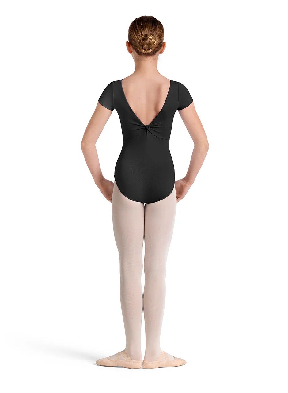 Mirella Plain Twist Back Cap Sleeve Leotard