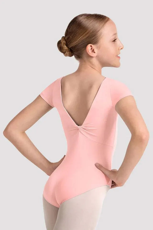 Mirella Plain Twist Back Cap Sleeve Leotard