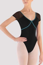 Bloch  Contrast Piping Cap Sleeve Leotard