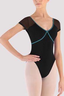 Bloch  Contrast Piping Cap Sleeve Leotard