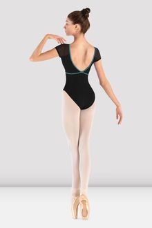 Bloch  Contrast Piping Cap Sleeve Leotard