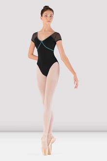 Bloch  Contrast Piping Cap Sleeve Leotard