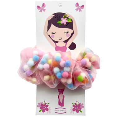 Ballerina Pom Pom Hair Scrunchie