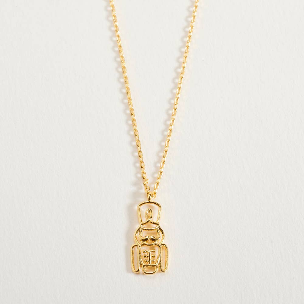 18K Gold Dipped Christmas Nutcracker Pendant Necklace