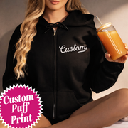 CUSTOM Small Business PUFF Print Unisex  ZIPPER HOODIE