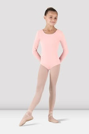 Round Neck Long Sleeve Leotard Light Pink