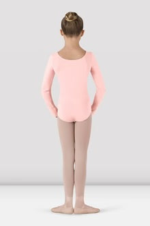 Round Neck Long Sleeve Leotard Light Pink