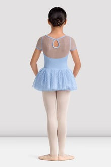 Snowflake Kaleidoscope Mesh Cap Sleeve Keyhole Tutu Dress Blue