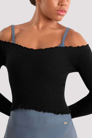Ladies Mirella Adagio Lettuce Hem Warm Up Top