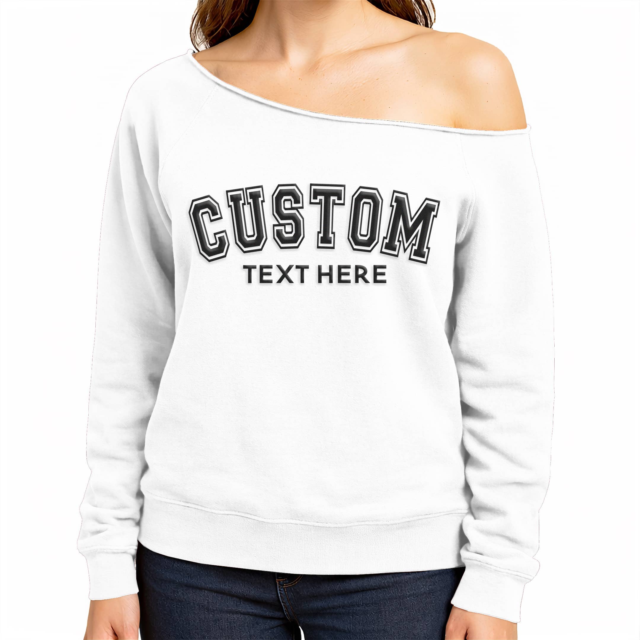 CUSTOM Puff Print Lightweight Off Shoulder Sweatshirt