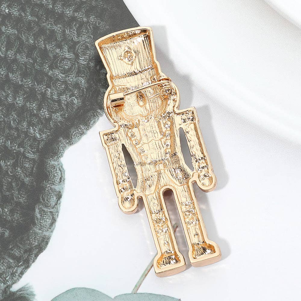 Gem Accent Nutcracker Soldier Pin Brooch