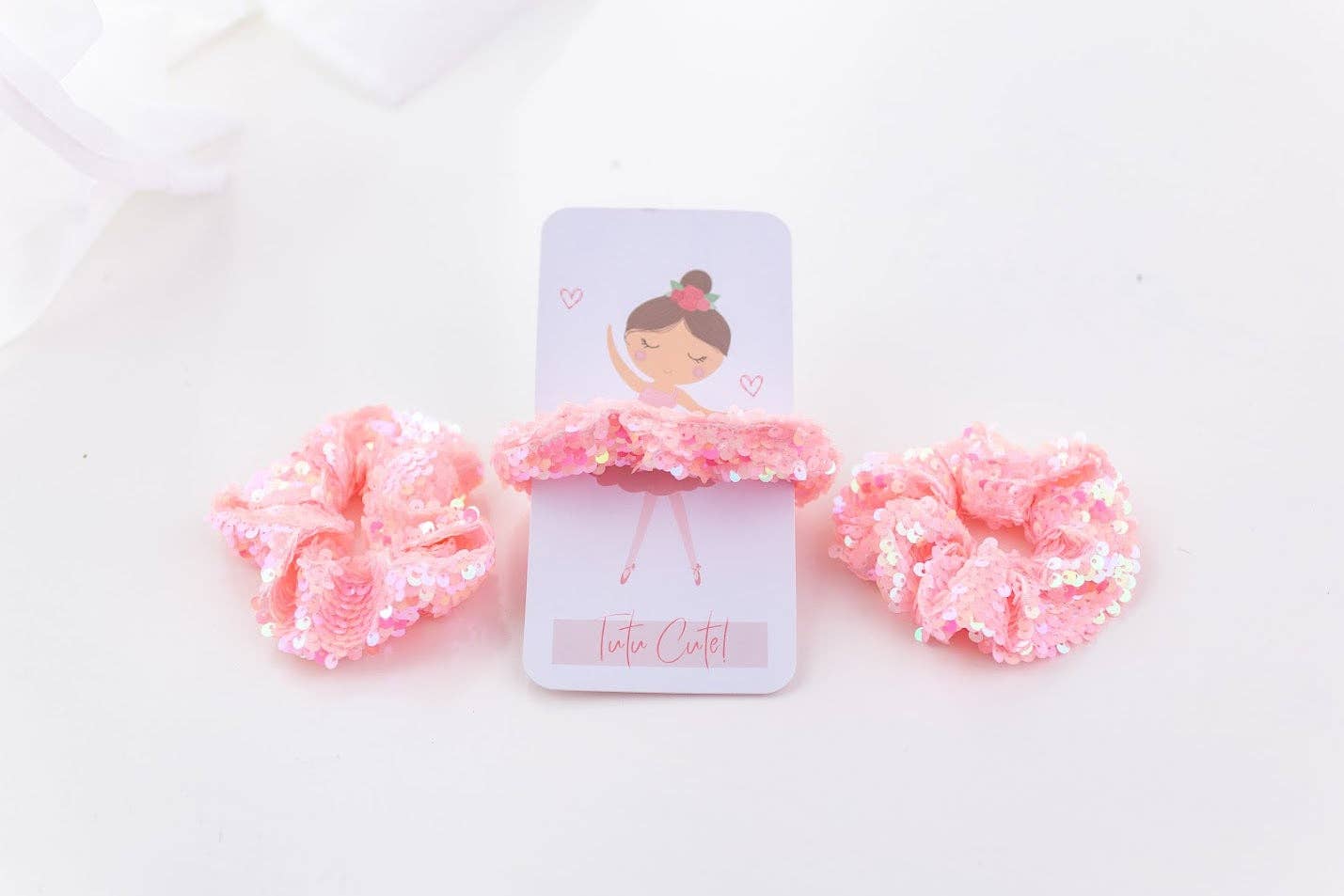 Sequin Scrunchie - Baby Pink