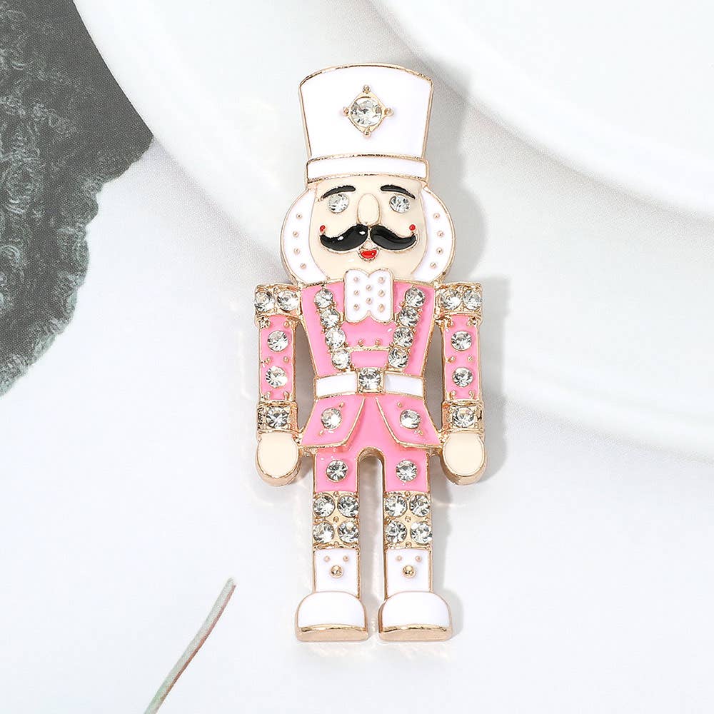 Gem Accent Nutcracker Soldier Pin Brooch